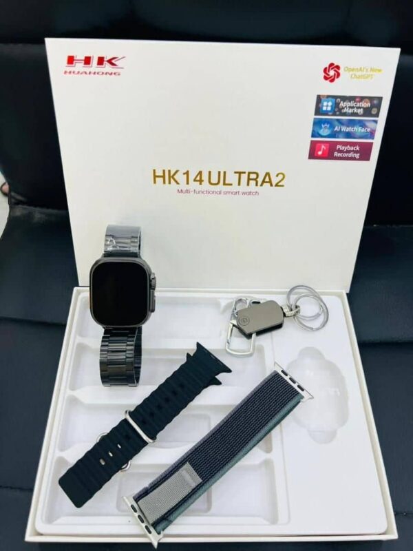 ساعت هوشمند HK14 ULTRA 2 AMOLED یکی از جدیدترین و پیشرفته‌ترین محصولات در دسته ساعت‌های هوشمند است که توسط شرکت HK14 تولید شده است. این ساعت با استفاده از صفحه نمایش AMOLED با کیفیت بالا، تجربه بصری بی‌نظیری را به کاربر ارائه می‌دهد.
