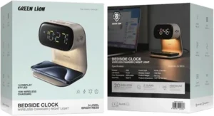 ساعت رومیزی و شارژر وایرلس گرین لاین Green Lion Bedside Clock Wireless Charger